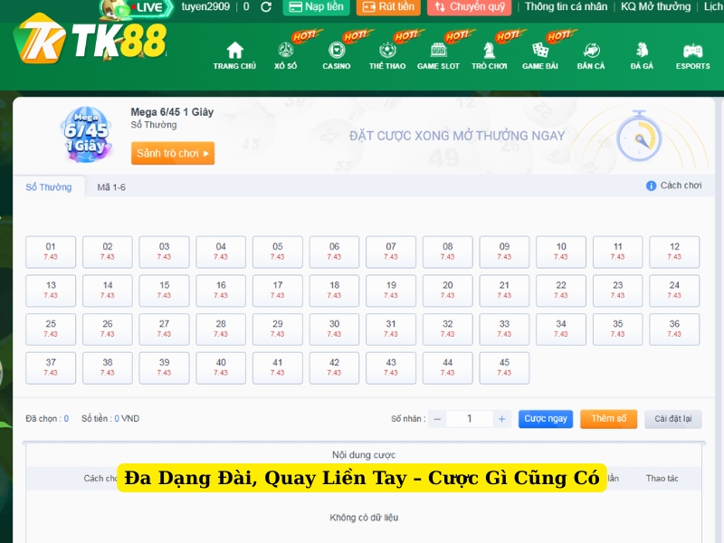 đa dạng đài, quay liền tay cược gì cũng có