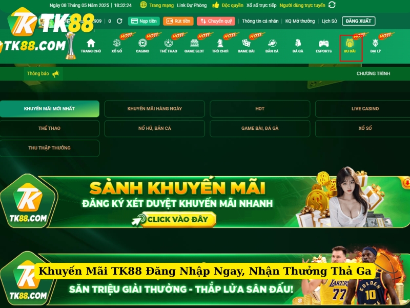 khuyến mãi tk88 đăng nhập ngay, nhận thưởng thả ga
